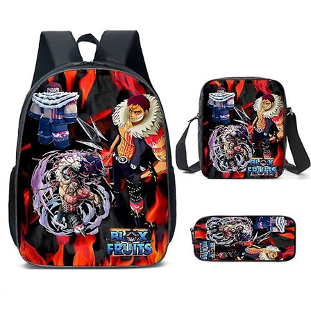Roblox Blox Fruits Rygsæk til Børn 3-delt Sæt (rygsæk + Madtaske + Blyantspung)[HK]