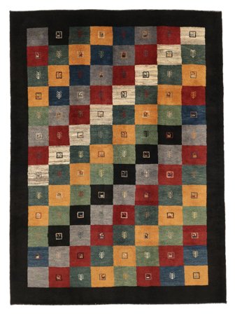 Noué À La Main Gabbeh Persan Fine Tapis 173X236 De Laine Noir/Marron