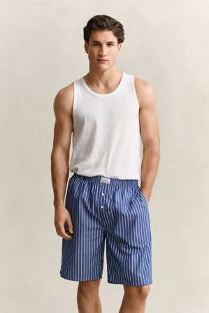 GANT Herren Gestreifte Pyjamashorts aus Popeline (XXL) Blau