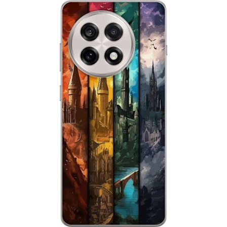 Kompatibel Mobilcover til OnePlus OnePlus 13R Fire magiske slotte i forskellige elementfarver, episk fantasykunst med ild vand luft og mørke i detalj