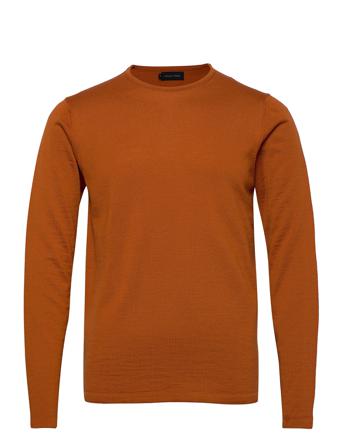 Kent Merino Crew Neck Knit Strikkegenser M. Rund Krage Brun Casual Friday