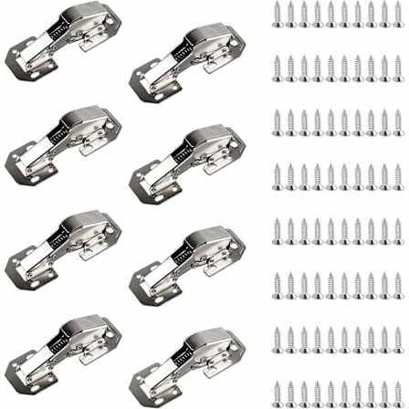x skab hængsler, soft close skrue-i hængsel til skabslåge med fjeder 90°, møbelhængsel 113×43 mm med hydraulisk dæmpning til skab