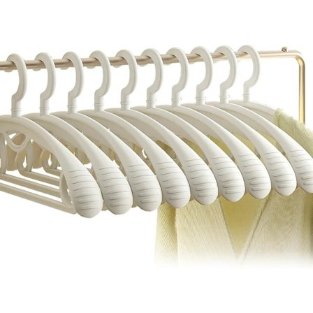 Ekstra brede plastikbøjler, 10-pak skjortebøjler, skridsikre hvide