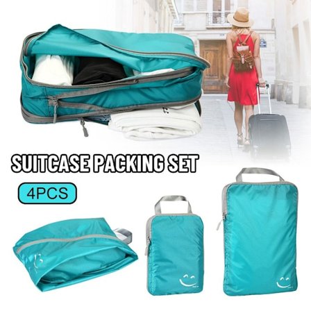 4 stk Kuffert Pakkesæt Kompressionsopbevaringsposer ROYAL BLUE