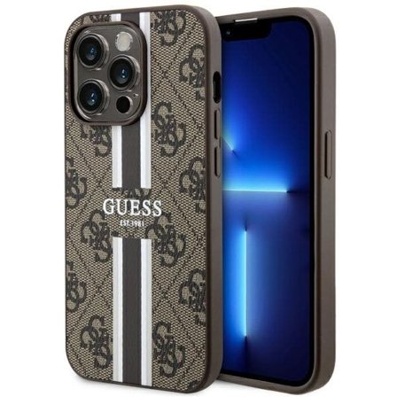 Guess GUHMP14LP4RPSW iPhone 14 Pro 6,1" brunt/brunt hårdplastfodral 4G Printed Stripes MagSafe