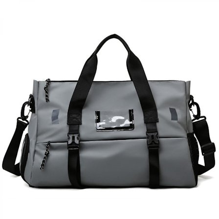 Sportveske for tørr og våt separasjon, bærbar skulderveske, yogaveske, stor kapasitet, reiseveske, skråveske, håndveske (grå
