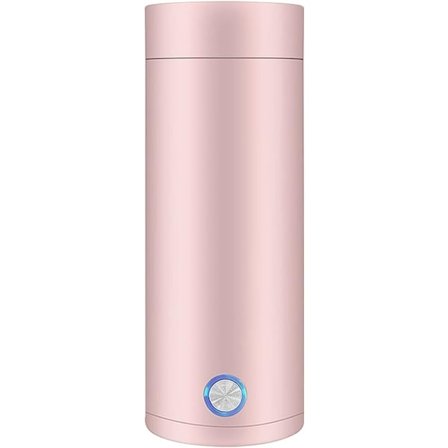 Rejse Elektrisk Kedel, 400ml Automatisk Slukning Bærbar Elektrisk Kedel, Rustfrit Stål Liner Hurtig Kogende Flaske (Pink)