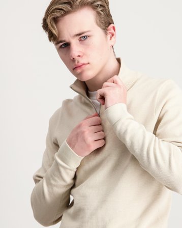 Jack & Jones JPRBLAMILANO SPRING KNIT HALF ZIP JNR Beige Genser Gutt - Kids Brand Store