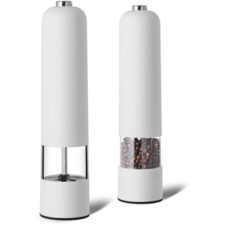 Elektrisk salt- och pepparkvarn - Röd justerbar grovmalning, inbyggt ljus, 22 cm kompakt design [YJD]