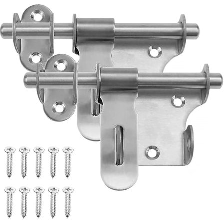 Dørlås, 2 stk Lås, Skyvedørslåser Tykkere Rustfritt Stål Slitesterk Lås