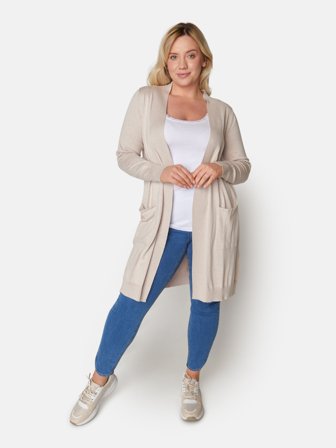 CISO - Langærmet Cardigan - Sand Melange - Lomme
