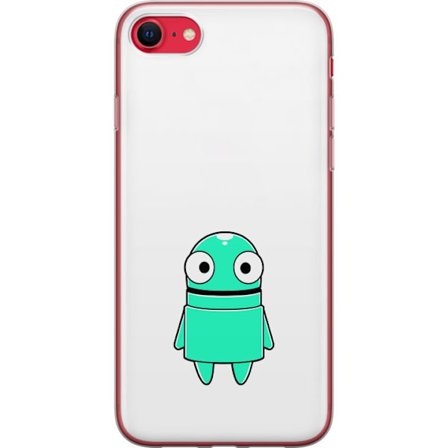 Yhteensopiva Puhelinkuori Apple Apple iPhone 7 Turkoosi piirroshahmo isoilla silmillä ja iloisella persoonallisuudella yksinkertaisessa kuvituksessa