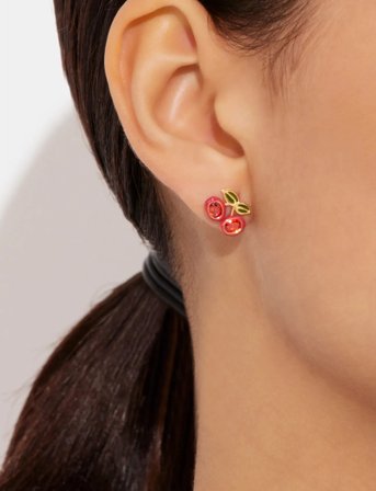 Coach Accessories Coach Cherry Stud Earrings - Red - ONE SIZE
