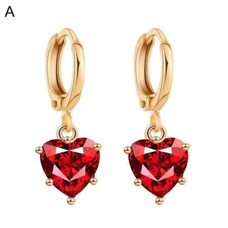 Dingle Øreringe Hjerte Cubic Zirconia Smykker Søde Glitrende Hoop Øreringe Halskæde Til Daglig Brug