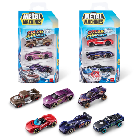 Metal 67116 Maskiner Farveændring Bil (6 Pak), Stilarter Kan Variere Racingsbil, Støbt Bil, Legetøjsbil, Farveændring[HK] 6 random