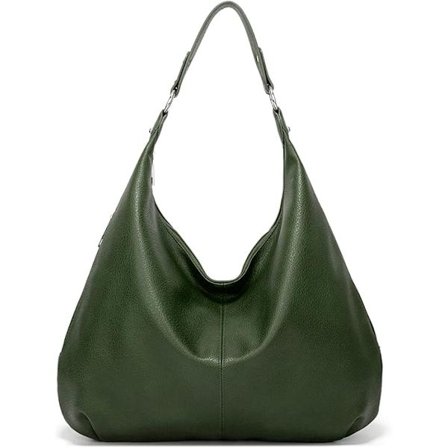 Vintage Damaxelväska med Dragkedja, Mörkgrön Läderstil, Handväska för Dagligt Bruk