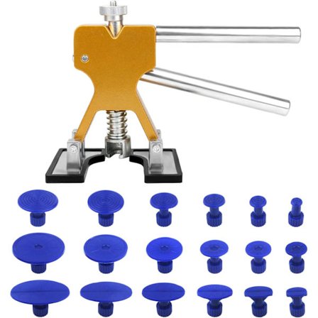 Gul - Verktygsset för lackfri buckelavlägsning, verktyg för karosseribuckelavlägsning med 18 sugkoppar, blå, för bilar, kylskåp, motorcyklar, 