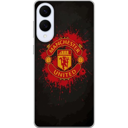 Kompatibelt Mobildeksel til Samsung Samsung Galaxy S25 Edge Manchester United logo i rød og gul farge med røff sportslig bakgrunn
