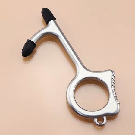 Nøkkelring for berøringsfri døråpning (nikkelfarge)