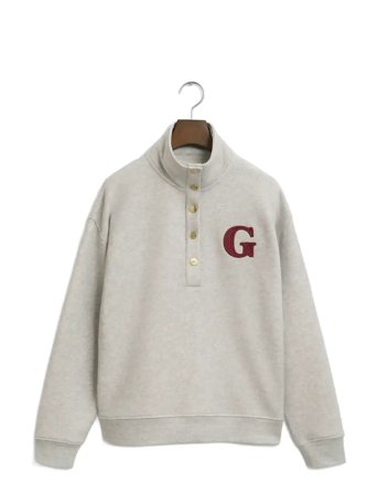 G Badge Half Button Up Sweat Grey GANT