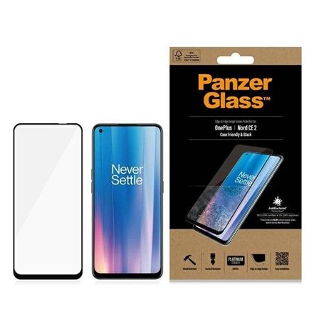 PanzerGlass E2E Super+ herdet glass på OnePlus Nord CE 2 - med svart ramme