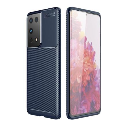 Samsung Galaxy S21 Ultra - Kolfiber Textur Skal - Blå Blue Blå