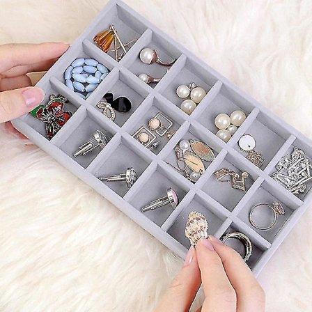 Fløyels Smykkeskrin Oppbevaringsskrin Smykke Stativ Armbånd Halskjede Ring Oppbevaringsboks