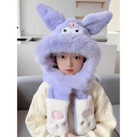 Tykkere tredelt vintersett for barn med skjerf, lue og bevegelige, integrerte ører