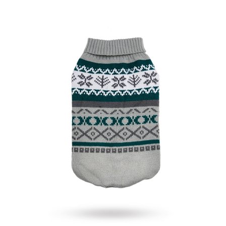 Urban Pup - Grey Fair Isle Vintage Sweater - Strikket Hundegenser - Hundegenser, hundvester & T-skjorter til hunder