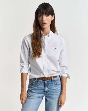 GANT Damen Regular Fit Classic Oxford-Bluse mit Streifen (34) Blau