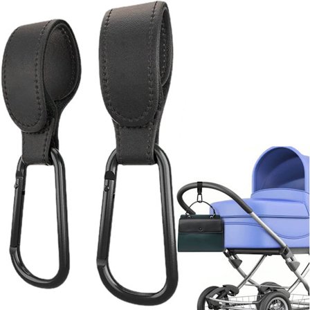 2 st Barnvagnskrokar, Universal Barnvagnsklämma Aluminium D-Ring Barnvagnskrok, Barnvagnskrok Svart