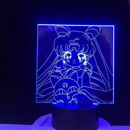 3D optisk illusionslampa 7 färger nattlampa Sailor Moon Le