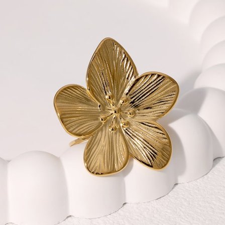 Enkel Blomma Öppen Ring Romantisk Fingerring Trendig Justerbar Ring