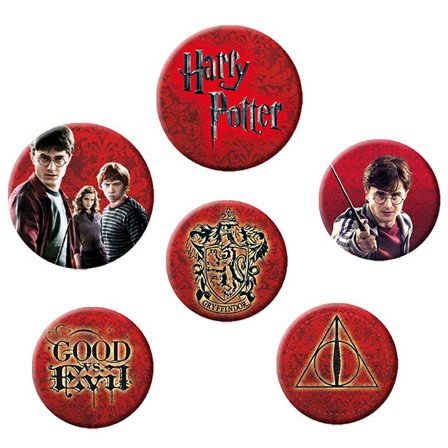 Harry Potter Badges Knappar 6-pack - Partyninja.se