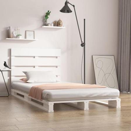 Vidaxl Sängram Vit 100x200 Cm Massiv Furu Vit
