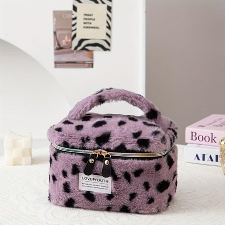 Ny Stor Kapacitet Efterår/Vinter Plys Åben Top Firkantet Makeup Taske, Rejse Bærbar Toilet Taske, Kosmetik Organizer, Tilfældig Lynlås Farve