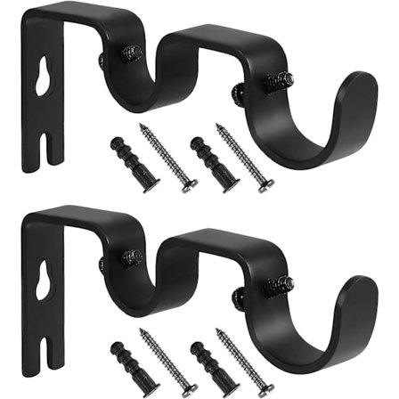 2 stk. Dobbelt Gardinstang Stangbeslag Gardinstang Beslag 12.2*5.3cm (Sort)