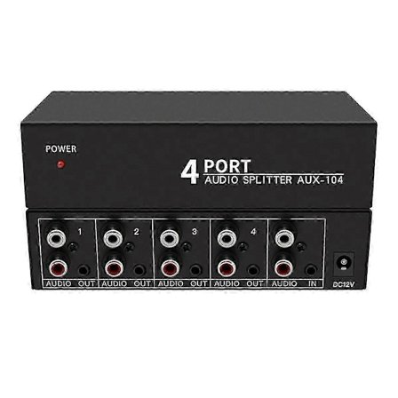 Audio Splitter 1 Ind 4 Ud RCA L/r Aux Stereo Audio Splitter 1x4 Audio Distributor Til PC DVD Højttaler Splitter, EU Stik