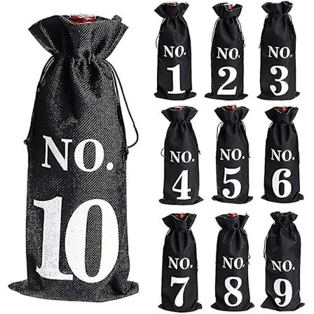 1-10 Juteviinipussit Sokkotestiin Nauhakiinnitys Nauhapussi Viinipullosuojus