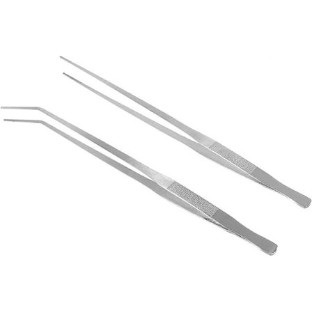 Akvarieplante pincet, 2 stk. 48 cm lige pincet, buet spids pincet
