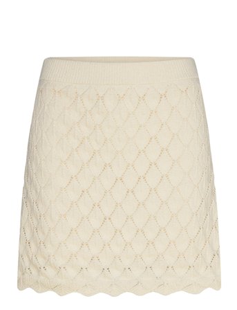 Gina Tricot Knitted Crochet Mini Skirt - Cream - L