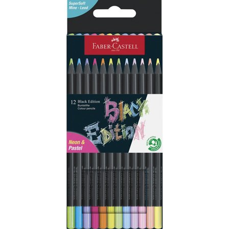 FABER-CASTELL Färgpenna Black Edition Neon 12/fp - Lyreco - Skola och förskola - Pennor och tillbehör - Färgpennor - Trekantsgrepp