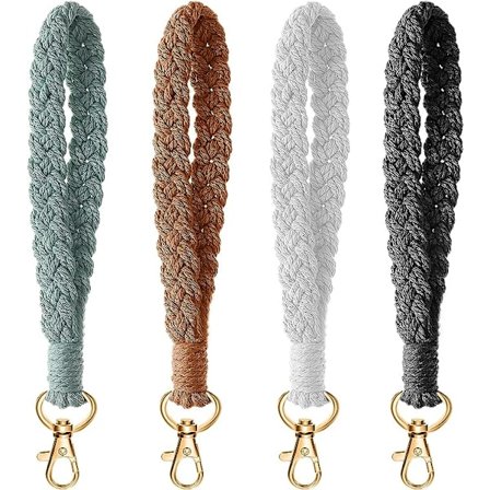 4 stk Makrame Nøkkelring Håndledd Nøkkelring Remholder Håndlaget Ke