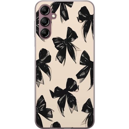 Yhteensopiva Puhelinkuori Samsung Galaxy A14 5G Mustat nauhat beige taustalla tyylikkäällä suunnittelulla, pehmeillä kontrasteilla ja elegantilla ajat