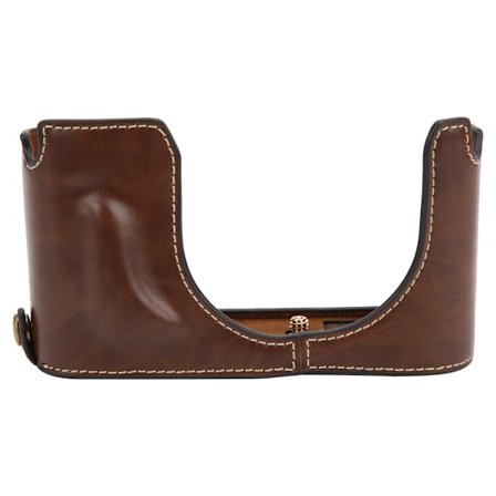 PU-läderfodral Skyddande halvkroppsskal för Leica Q2-kamera med batterifacköppningkaffe