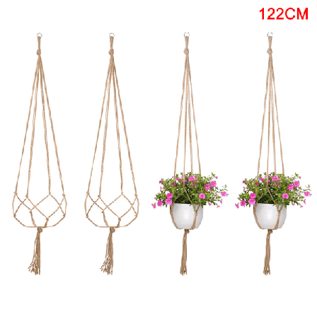 4 st Växthängare Jute Krukhållare Inomhus Hampa Rep Hängande Planterkruk Hantverk 122cm