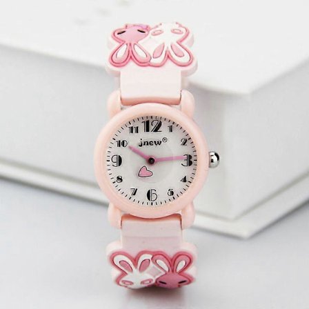 Vattentät Kanin Barnklocka (Rosa), Quartz Urverk, 3D Tecknad, Digital Barnklocka för Flickor och Pojkar 3-11 År GS