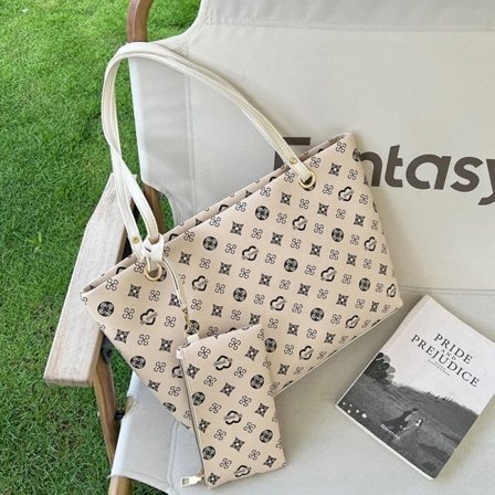 Axelveske Todelt sett dameveske Europeisk stil stoffveske Hvit