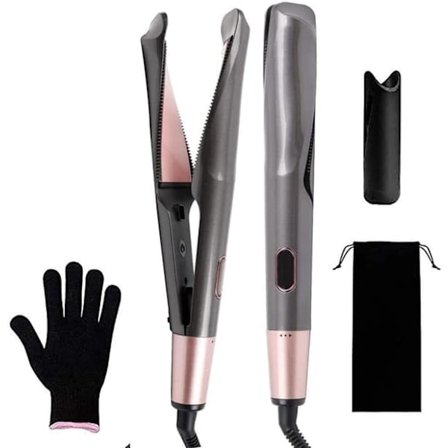 2-in-1 Suoristusrauta & Kiharrin, Ammattimainen Keraaminen, Märät/Kuivat Hiukset, LCD, Säädettävä Lämpötila