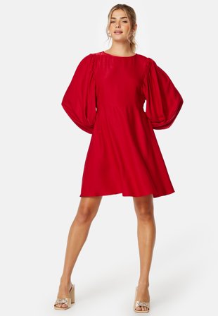 BUBBLEROOM Charli Balloon Sleeve Dress Red Klær